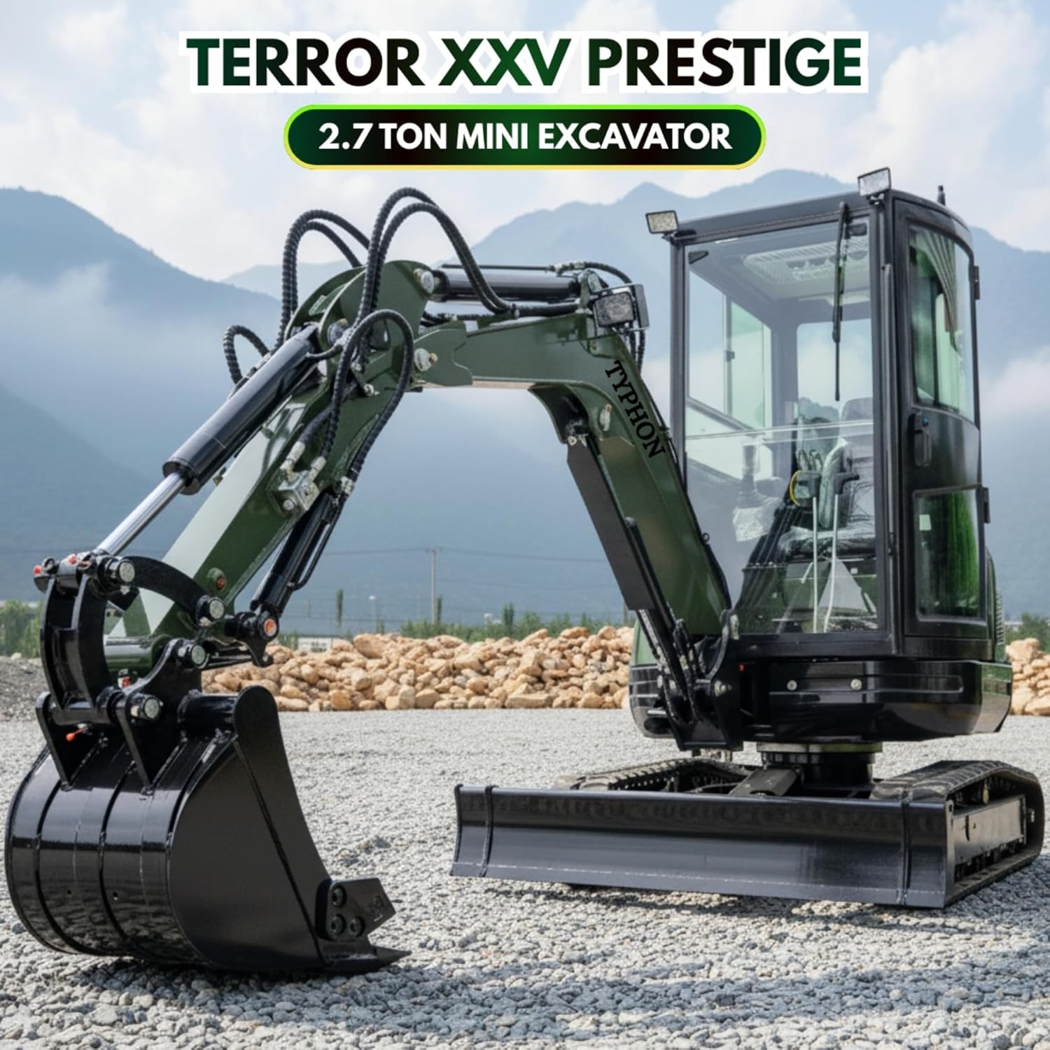 TYPHON TERROR XXV mini excavator,TYPHON TERROR XXV review,best mini excavator with cab,TYPHON mini excavator pros cons,2.7 ton mini excavator worth buying,should I buy TYPHON TERROR XXV unboxing and complete package contents