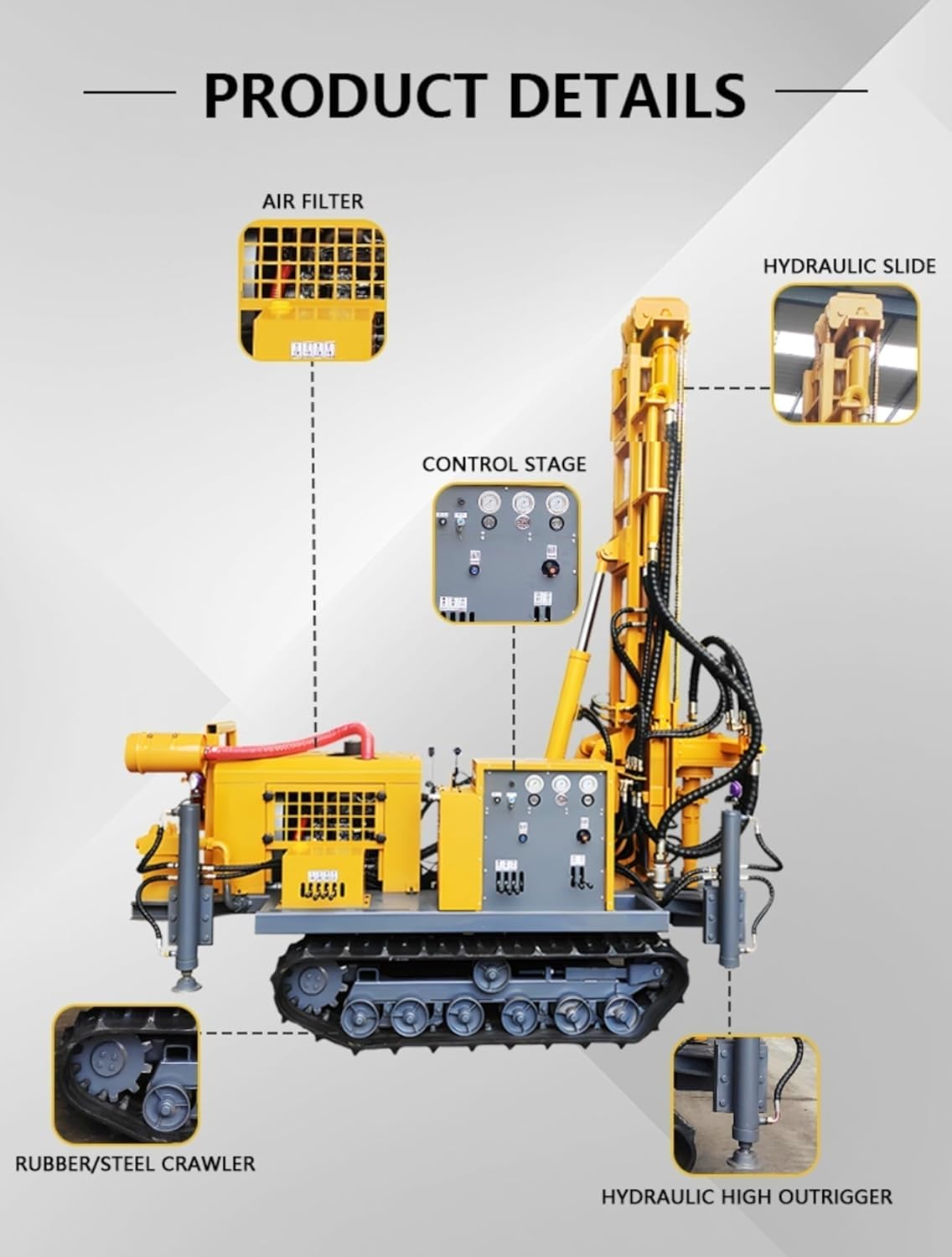 buy dual power water air drilling rig, hydraulic drilling rig for agricultural wells, tracked drilling rig customizable depth, dual power water air drilling rig pros cons, best geothermal drilling machine for homestead, should I buy a dual power drilling rig unboxing and complete package contents
