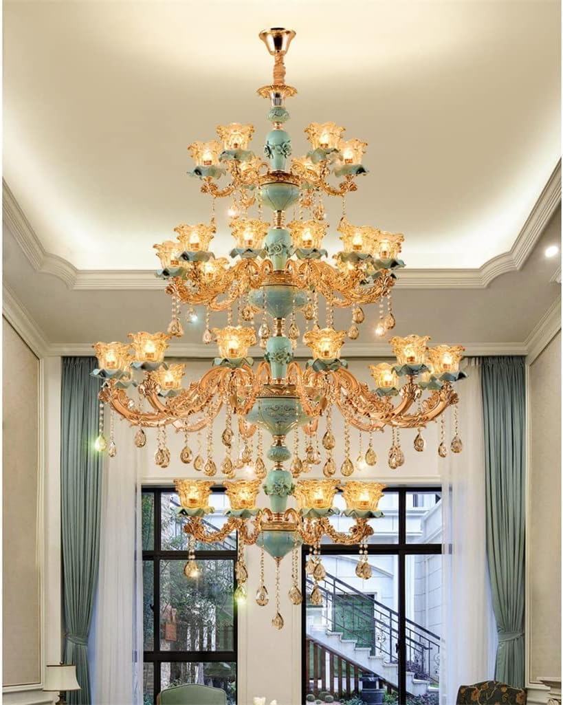 large crystal chandelier for living room,chandelier for high ceilings,chandelier lighting for dining room,chandelier pros cons,best crystal chandelier for luxury home,should I buy a large chandelier performance testing and real-world results showing the chandelier lit in a living room.